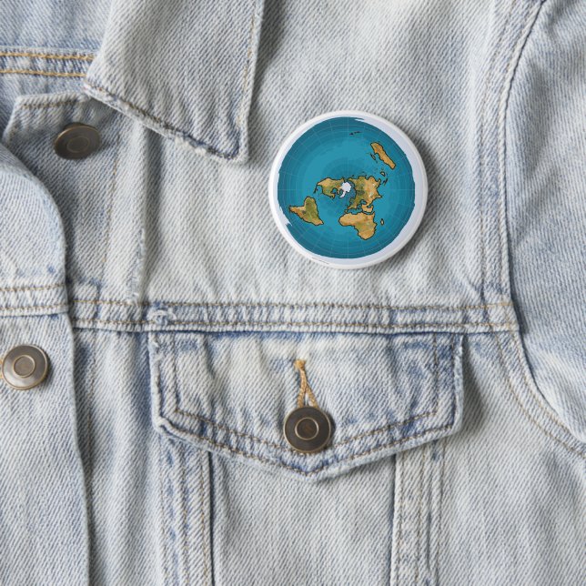 Flat Earth Map Pinback Button (In Situ)