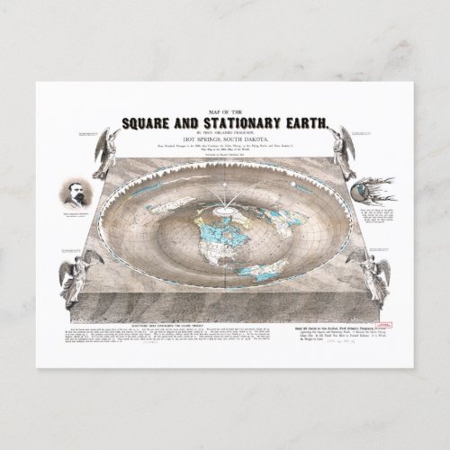 Flat Earth Map Postcard