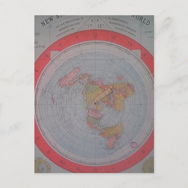 Flat Earth Map Postcard (Front)