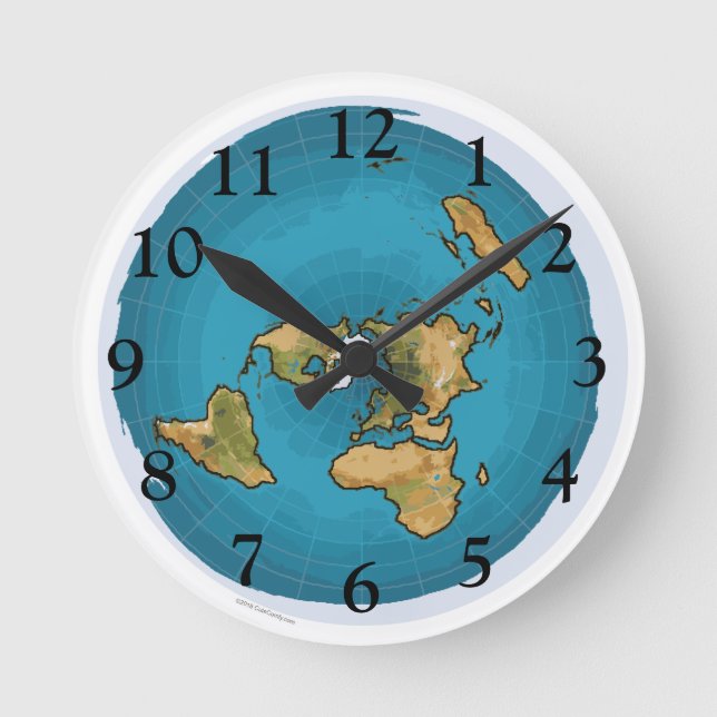 Flat Earth Map Round Clock (Front)