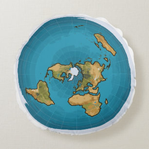 Flat Earth Map Round Pillow