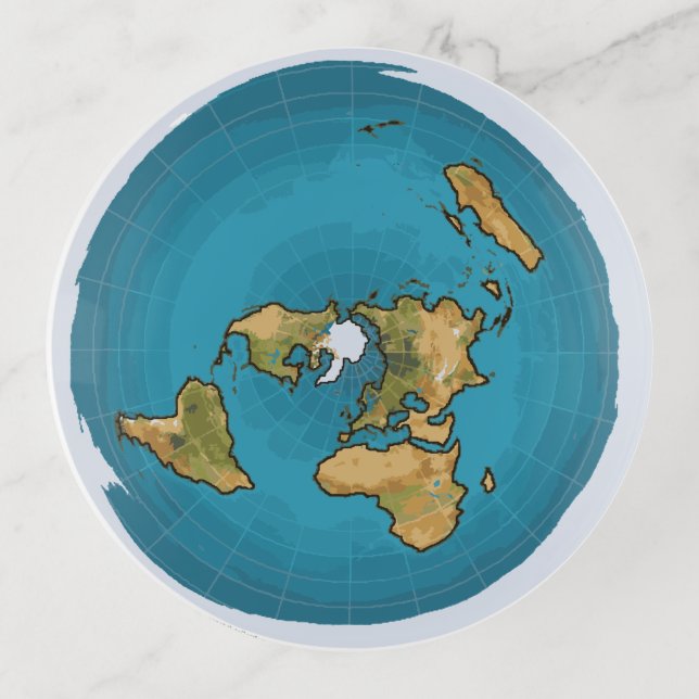 Flat Earth Map Trinket Tray (Front)