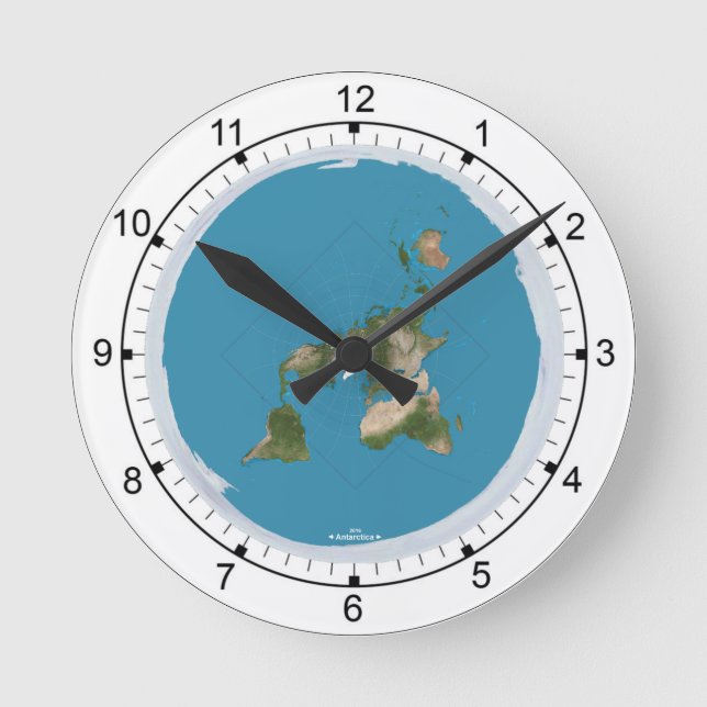 Flat Earth Medium Size Wall Clock (Front)