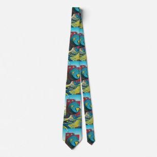 Flat Earth. Modern art Neck Tie