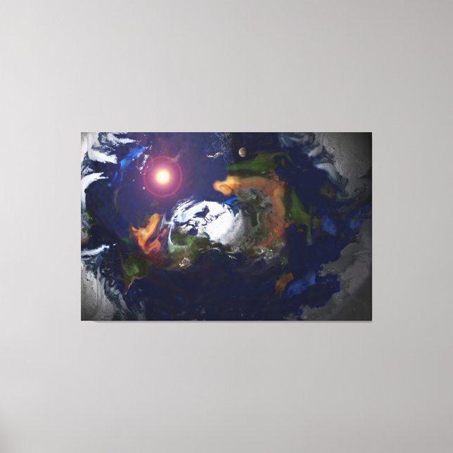 FLAT EARTH ON FIRE CANVAS PRINT (Front)