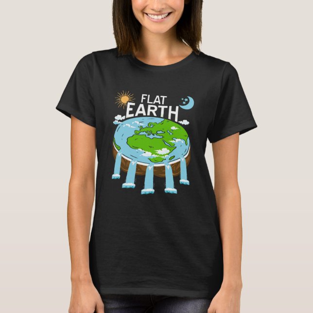 FLAT Earth Retro Flat Earther Designs Present T-Shirt (Front)