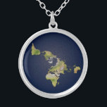 Flat Earth Small Silver Plated Round Necklace<br><div class="desc">Flat Earth Small Silver Plated Round Necklace . Great conversation piece. Gift for Earth lovers. Available in many other styles as well.Includes chain,  and velvet gift bag.</div>