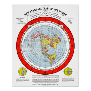 Flat Earth Standard Map of the World T Shirt Poster