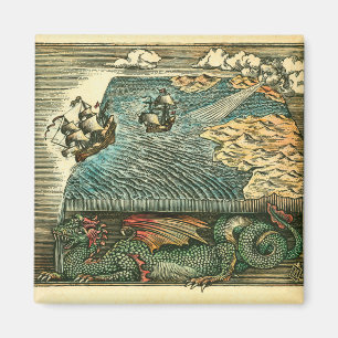 Flat Earth Woodcut Magnet