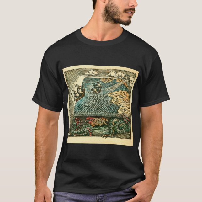 Flat Earth Woodcut T-Shirt (Front)