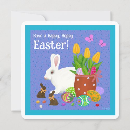 Flat Easter Bunny Holiday Card