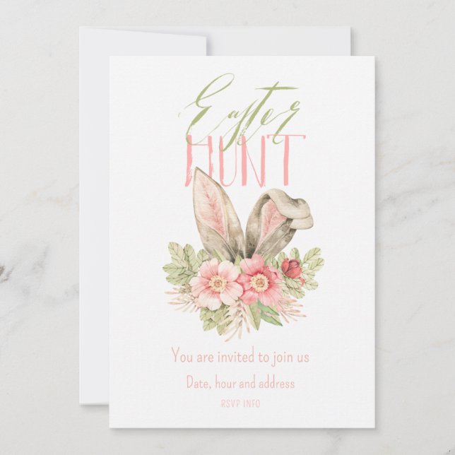 Flat Easter hunt holiday invitation (Front)
