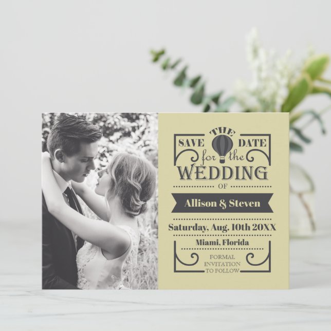 Flat Elegant Save The Date Wedding Card (Standing Front)
