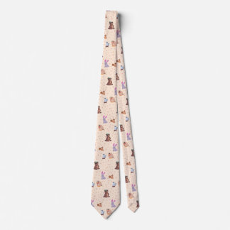 Flat fall/autumn animals pattern neck tie