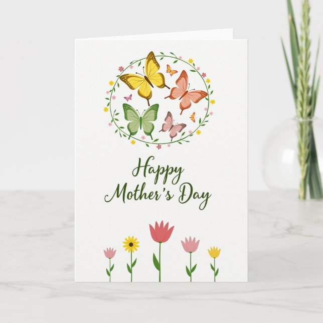 Flat Floral Happy Mothers Day Card (Front)