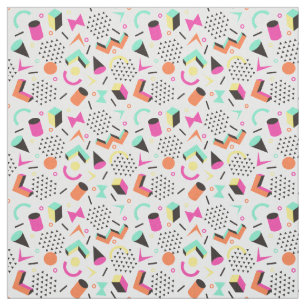 Flat Geometric Squiggly Memphis bold pattern 1980s Fabric