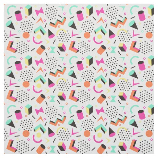 Flat Geometric Squiggly Memphis bold pattern 1980s Fabric