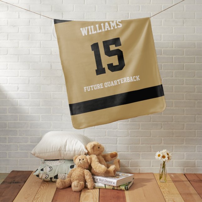 Flat Gold and Black Baby Blanket (In Situ)