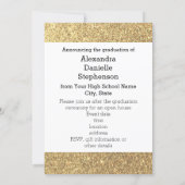 Flat Gold Sparkle Glitter 1 Photo Graduation Invitation (Back)
