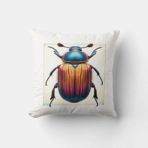 Flat Grain Beetle 030624IREF105 _ Watercolor Throw Pillow