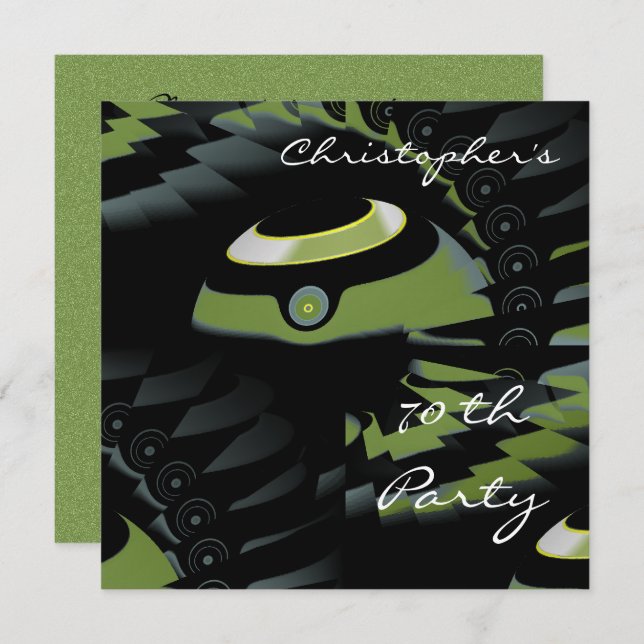 Flat Green Bowls Birthday Invitation (Front/Back)