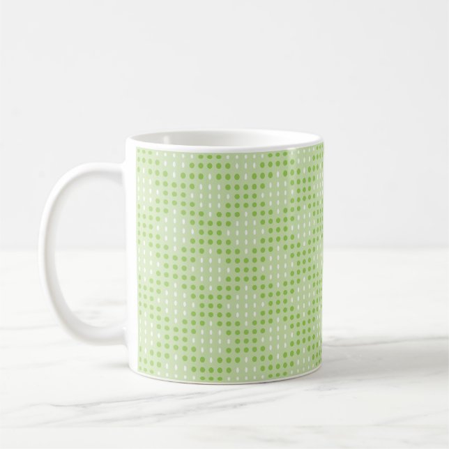 Flat Green Dots and Ovals Pattern Coffee Mug (Left)