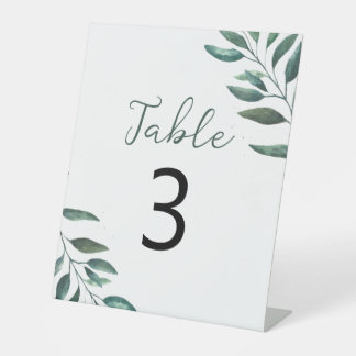 Flat Greenery Wedding Pedestal Table Number Sign