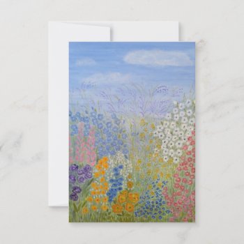 Flat Greeting Card Modern Flowere Customise by artistjandavies at Zazzle