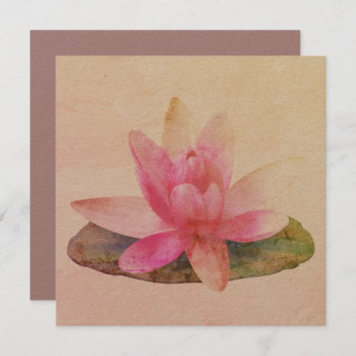 FLAT GREETING CARD  PINK LOTUS