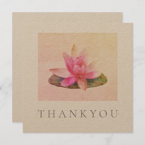 FLAT GREETING CARD  THANK YOU  PINK LOTUS