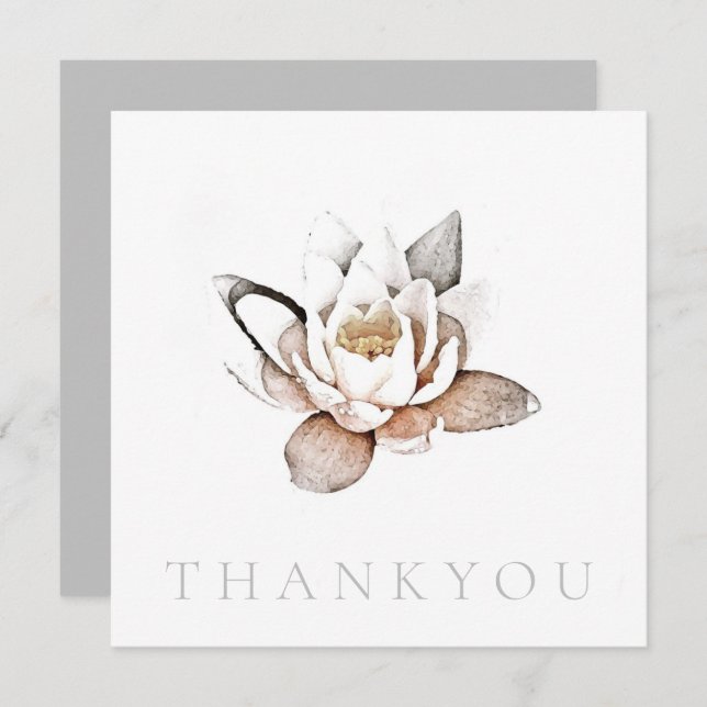 FLAT GREETING CARD : THANK YOU : WHITE LOTUS (Front/Back)