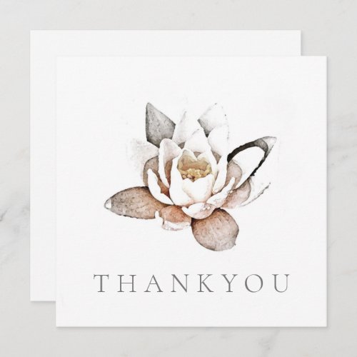 FLAT GREETING CARD  THANK YOU  WHITE LOTUS