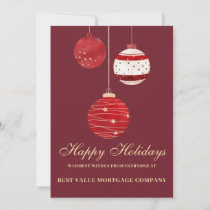 Flat Happy Holidays Watercolor Business Holiday Card