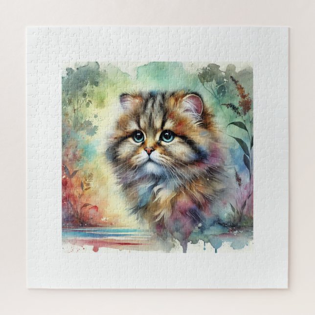 Flat Headed Cat 101024AREF119 - Watercolor Jigsaw Puzzle (Vertical)