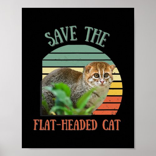 Flat headed Cat Art Men Women Kids  Poster