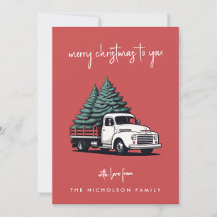 Flat Holiday Card Christmas Tree Delivery Truck
