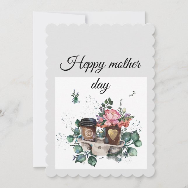 Flat Holiday Card "Floral Coffee: Mother's Day" (Front)