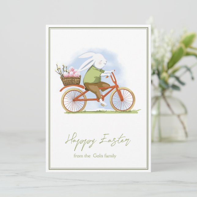 Flat Holiday Card "Happy Easter" . (Standing Front)