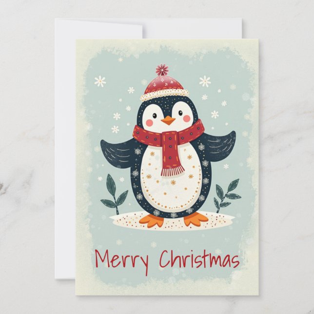 Flat Holiday Card in Scandinavian Folk Art Style (Front)