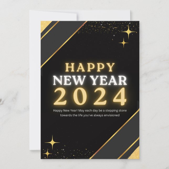 Flat Holiday Cards | Happy New Year 2024 (Front)