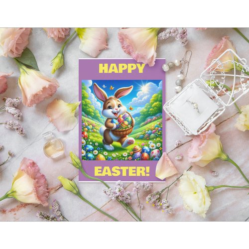 Flat Holiday EASTER BUNNY CARD