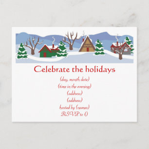 Flat Holiday Party Invitation-Custom Printed Invitation Postcard