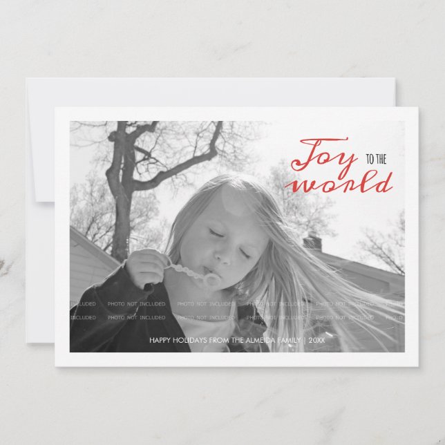 Flat Holiday Photo Christmas Kids Joy to the World (Front)