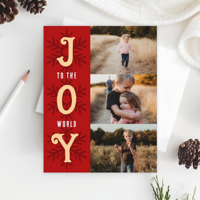 Flat Holiday Photo Collage Card - Joy to the World (Creator Uploaded)