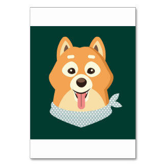 Flat Illustration Cute Sibainu Dog Puppy Table Number