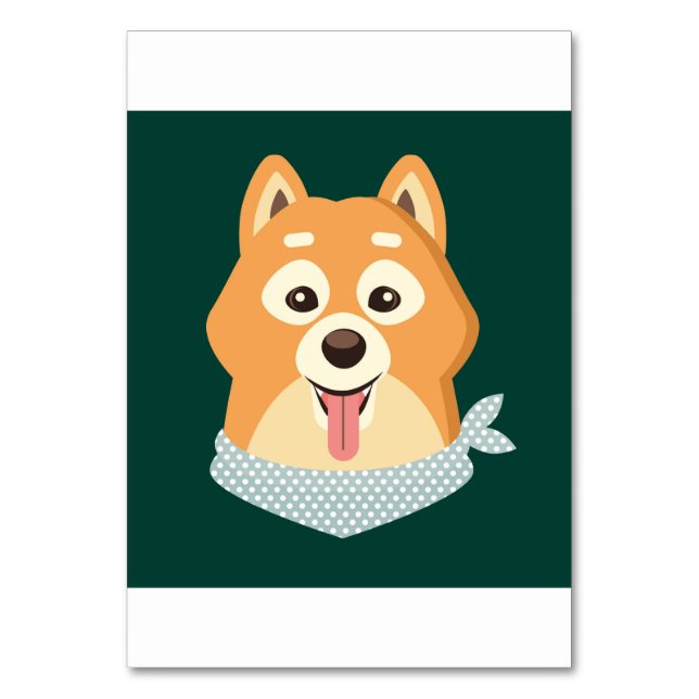 Flat Illustration Cute Sibainu Dog Puppy Table Number (Front)