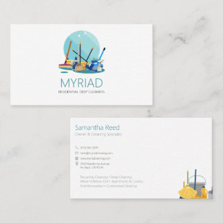 Flat Illustration House Cleaner Business Card