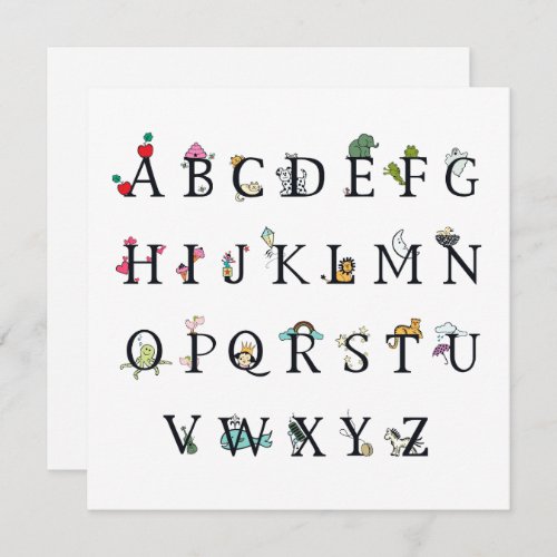 FLAT INVITATION CARD  ALPHABET CHART