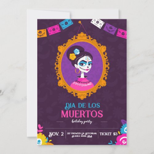 Flat invitation to the day of the dead