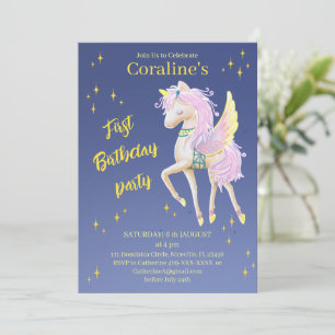 Flat invitations Cards first birthday with unicor